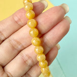 7.5mm A-Grade Natural Canary Yellow Jadeite Beaded Bracelet No.190489