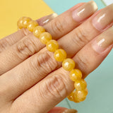 7.5mm A-Grade Natural Canary Yellow Jadeite Beaded Bracelet No.190489