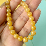 7.5mm A-Grade Natural Canary Yellow Jadeite Beaded Bracelet No.190489