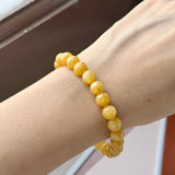 7.5mm A-Grade Natural Canary Yellow Jadeite Beaded Bracelet No.190489
