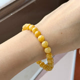 7.5mm A-Grade Natural Canary Yellow Jadeite Beaded Bracelet No.190489
