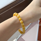 7.5mm A-Grade Natural Canary Yellow Jadeite Beaded Bracelet No.190489