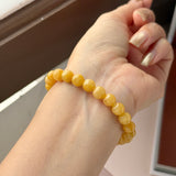 7.5mm A-Grade Natural Canary Yellow Jadeite Beaded Bracelet No.190489