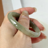 49.6mm A-Grade Moss Green Jadeite Modern Round Bangle No.600148
