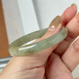49.6mm A-Grade Moss Green Jadeite Modern Round Bangle No.600148