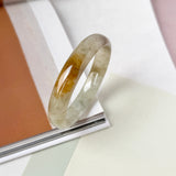 56.8mm A-Grade Light Yellowish Green Jadeite Modern Round Bangle No.152146