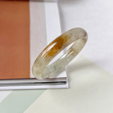56.8mm A-Grade Light Yellowish Green Jadeite Modern Round Bangle No.152146