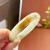 56.8mm A-Grade Light Yellowish Green Jadeite Modern Round Bangle No.152146