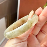56.8mm A-Grade Light Yellowish Green Jadeite Modern Round Bangle No.152146