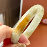 56.8mm A-Grade Light Yellowish Green Jadeite Modern Round Bangle No.152146