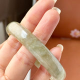 56.8mm A-Grade Light Yellowish Green Jadeite Modern Round Bangle No.152146