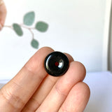 A-Grade Natural Black Omphacite Jadeite Donut Pendant No.171216