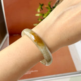56.8mm A-Grade Light Yellowish Green Jadeite Modern Round Bangle No.152146