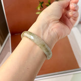 56.8mm A-Grade Light Yellowish Green Jadeite Modern Round Bangle No.152146