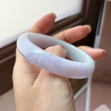54.5mm A-Grade Natural Lavender Green Jadeite Modern Round Bangle No.152121