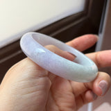54.5mm A-Grade Natural Lavender Green Jadeite Modern Round Bangle No.152121