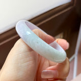 54.5mm A-Grade Natural Lavender Green Jadeite Modern Round Bangle No.152121