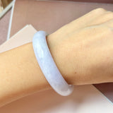 54.5mm A-Grade Natural Lavender Green Jadeite Modern Round Bangle No.152121