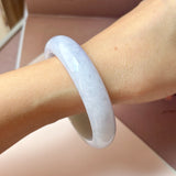 54.5mm A-Grade Natural Lavender Green Jadeite Modern Round Bangle No.152121