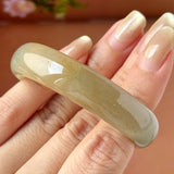 47.7mm A-Grade Yellowish Green Jadeite Modern Round Bangle No.151427