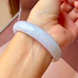 54.5mm A-Grade Natural Lavender Green Jadeite Modern Round Bangle No.152121