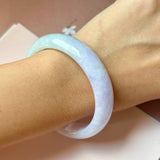 54.5mm A-Grade Natural Lavender Green Jadeite Modern Round Bangle No.152121