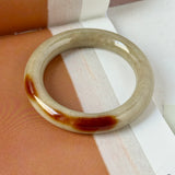 54.7mm A-Grade Natural Brownish Green Jadeite Traditional Round Bangle No. 151041