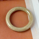 54.7mm A-Grade Natural Brownish Green Jadeite Traditional Round Bangle No. 151041