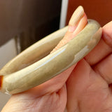 54.7mm A-Grade Natural Brownish Green Jadeite Traditional Round Bangle No. 151041