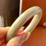 54.7mm A-Grade Natural Brownish Green Jadeite Traditional Round Bangle No. 151041