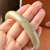 54.7mm A-Grade Natural Brownish Green Jadeite Traditional Round Bangle No. 151041