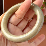 54.7mm A-Grade Natural Brownish Green Jadeite Traditional Round Bangle No. 151041