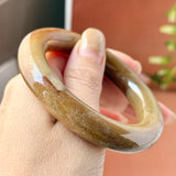 51.4mm A-Grade Natural Brown Jadeite Traditional Round Bangle No. 151088