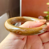 51.4mm A-Grade Natural Brown Jadeite Traditional Round Bangle No. 151088