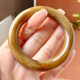 51.4mm A-Grade Natural Brown Jadeite Traditional Round Bangle No. 151088