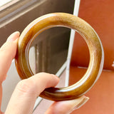 51.4mm A-Grade Natural Brown Jadeite Traditional Round Bangle No. 151088