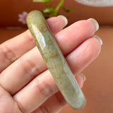 55mm A-Grade Natural Yellowish Green Brown Jadeite Traditional Round Bangle No. 151253