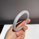 57.1mm A-Grade Natural Light Lavender Green Jadeite Traditional Round Bangle No.152081