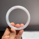 57.1mm A-Grade Natural Light Lavender Green Jadeite Traditional Round Bangle No.152081