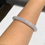 57.1mm A-Grade Natural Light Lavender Green Jadeite Traditional Round Bangle No.152081