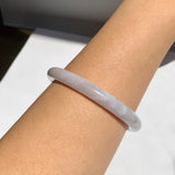 57.1mm A-Grade Natural Light Lavender Green Jadeite Traditional Round Bangle No.152081