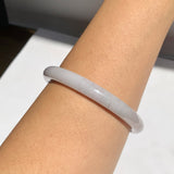 57.1mm A-Grade Natural Light Lavender Green Jadeite Traditional Round Bangle No.152081