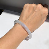 57.1mm A-Grade Natural Light Lavender Green Jadeite Traditional Round Bangle No.152081