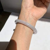 57.1mm A-Grade Natural Light Lavender Green Jadeite Traditional Round Bangle No.152081