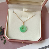 A-Grade Natural Moss On Snow Jadeite Donut Pendant No.172777