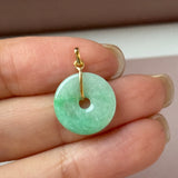 A-Grade Natural Moss On Snow Jadeite Donut Pendant No.172777