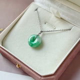 A-Grade Natural Moss On Snow Jadeite Donut Pendant No.172786