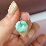 A-Grade Natural Moss On Snow Jadeite Donut Pendant No.172786