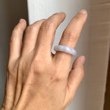16.8mm A-Grade Natural Lavender Green Jadeite Abacus Ring Band No.162505