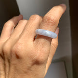 16.8mm A-Grade Natural Lavender Green Jadeite Abacus Ring Band No.162505